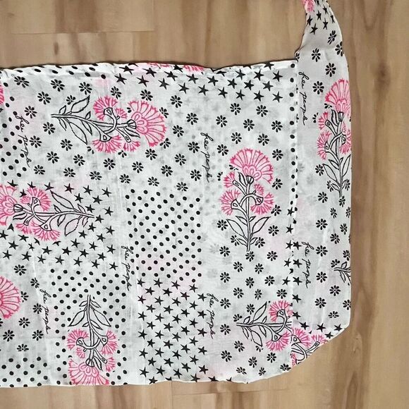 Free People Floral Shoulder Tote Mesh Bag Lightweight Stars Polka Dot Reusable - Picture 2 of 6